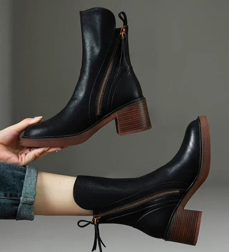 Valorine™ | Botine elegante din piele cu toc confortabil