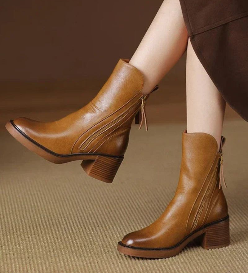 Valorine™ | Botine elegante din piele cu toc confortabil