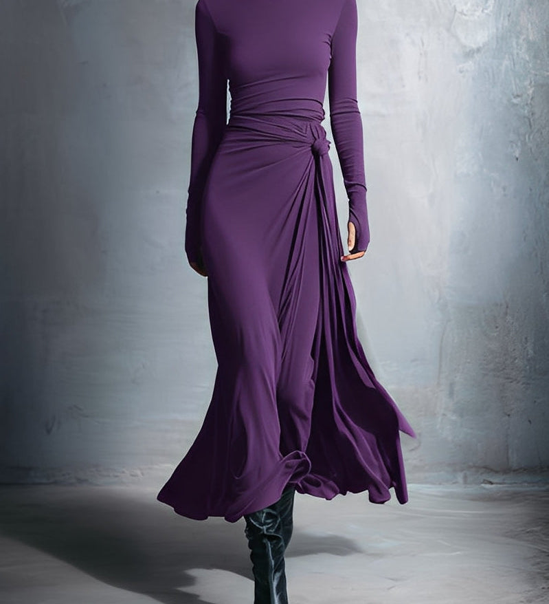 Ilinca | Rochie maxi cu nod lateral