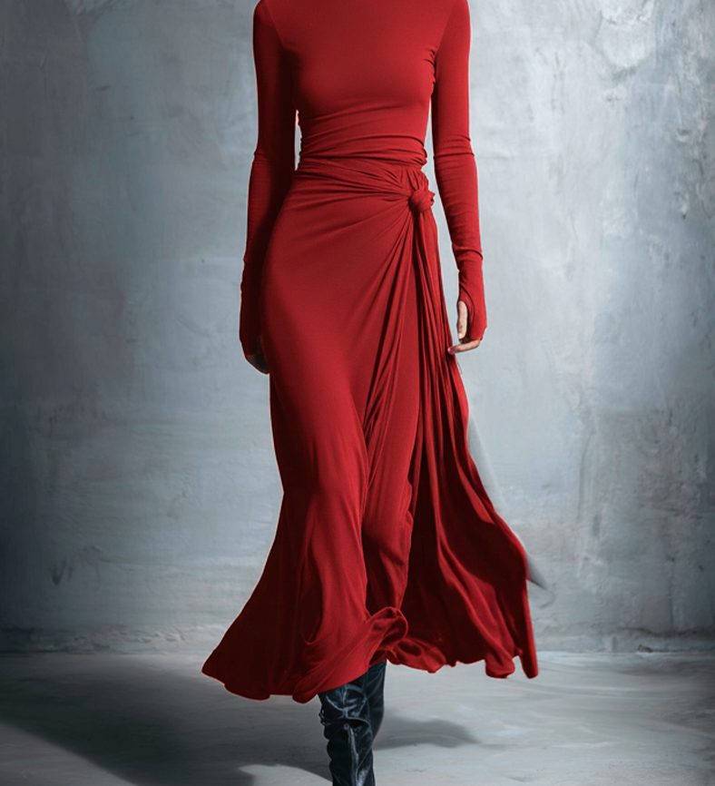 Ilinca | Rochie maxi cu nod lateral