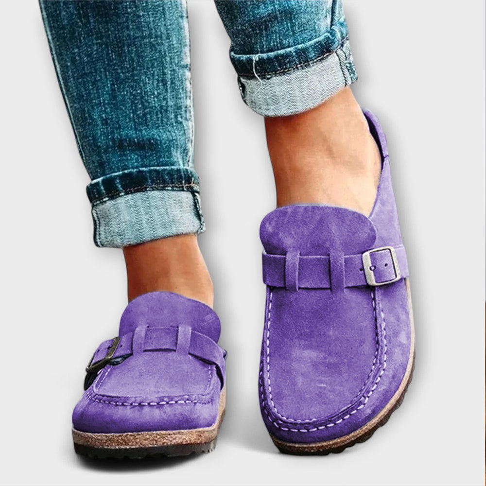 Mocasini ortopedici pentru femei cu cataramă decorativă