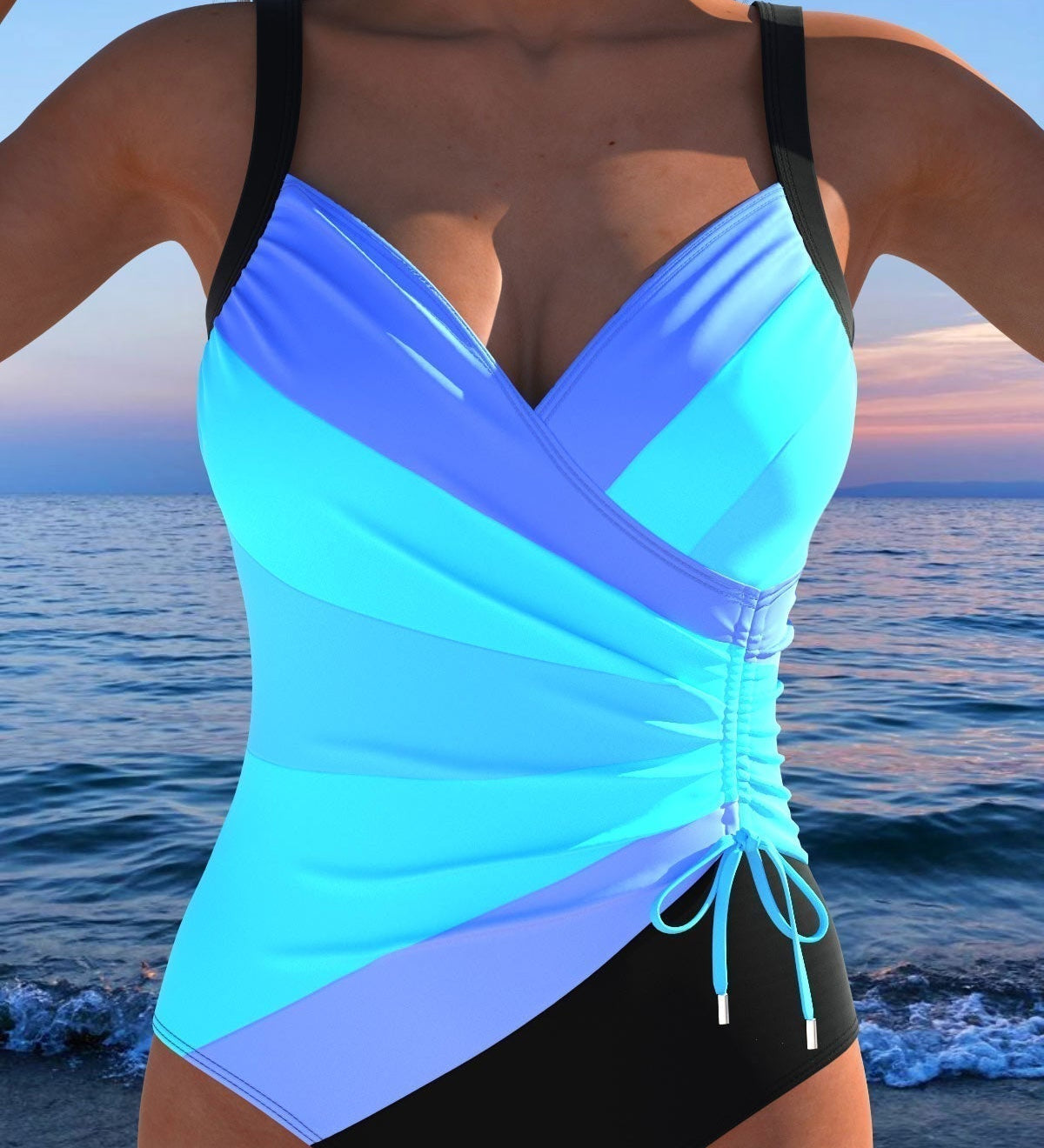 Costum de baie de lux cu imprimeu colorat
