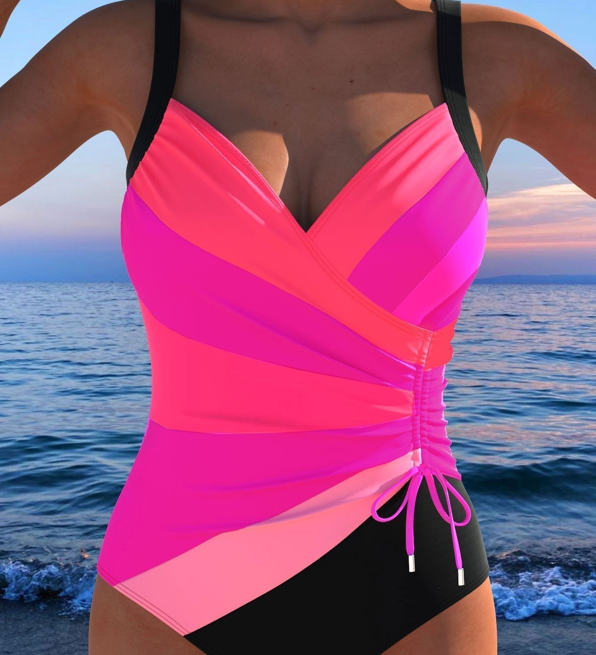 Costum de baie de lux cu imprimeu colorat