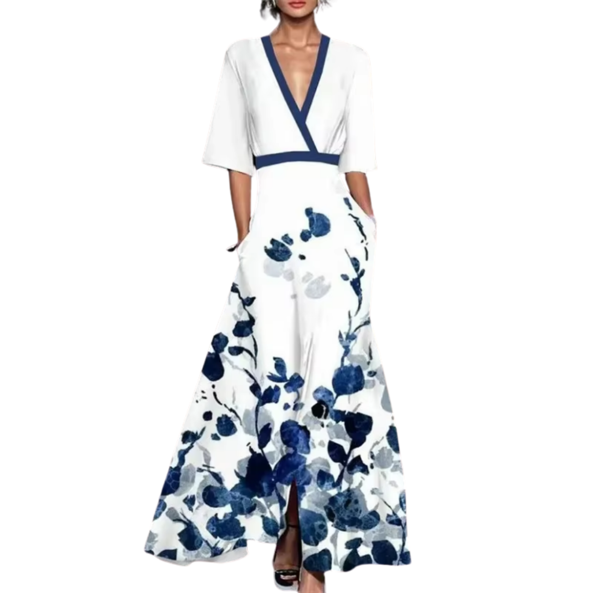 Noelle | Rochie de Primăvară Florală cu Decolteu în V