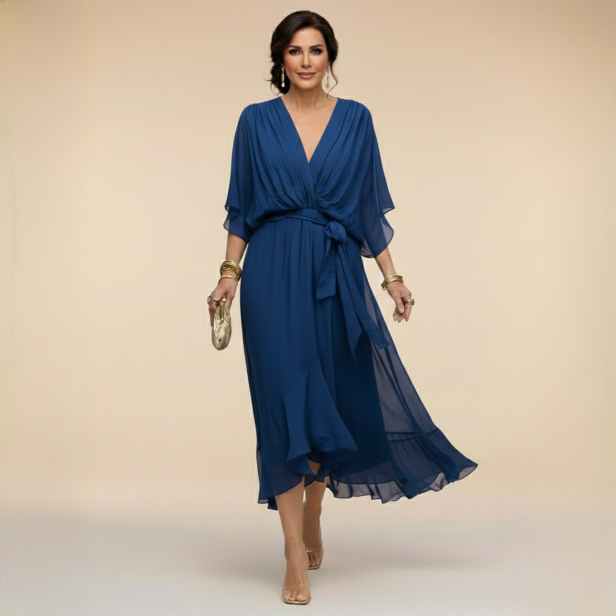 Monica – Rochie din Șifon cu Decolteu în V