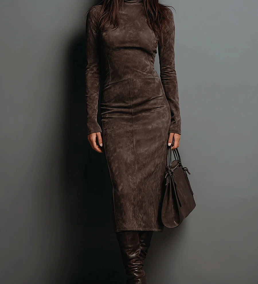 Susana | Rochie midi lungă maro