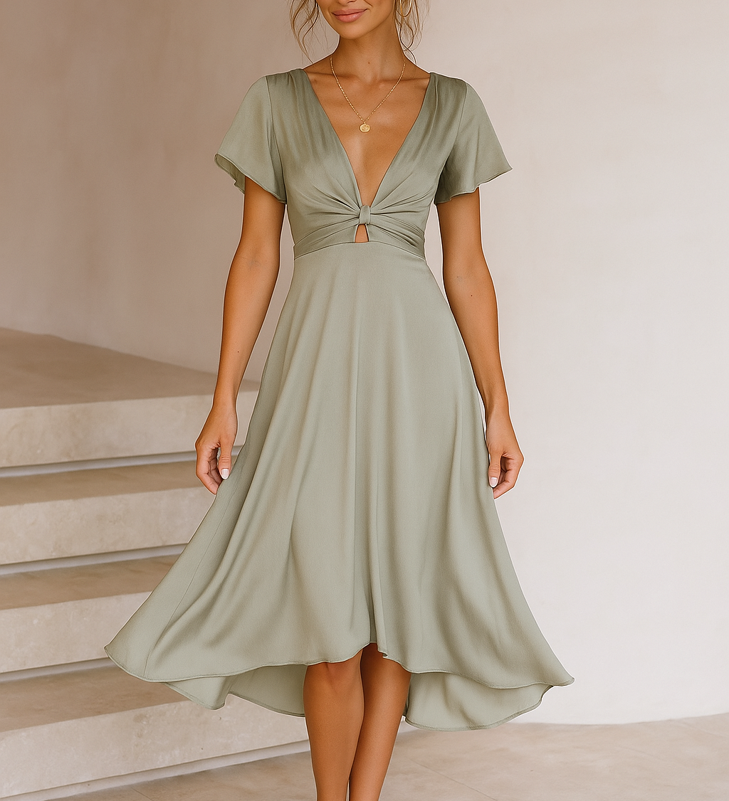 Elina™ | Rochie midi cu detaliu sub formă de nod