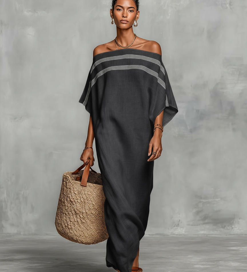 Magdolna – rochie maxi din in minimalistă