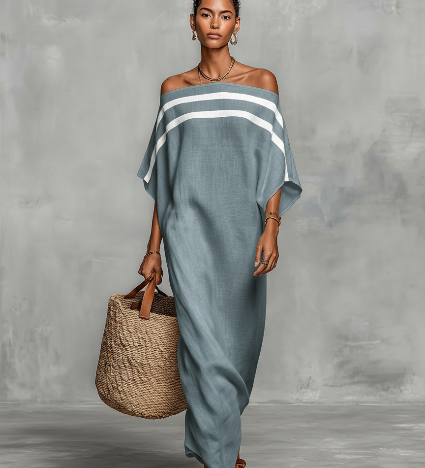 Magdolna – rochie maxi din in minimalistă
