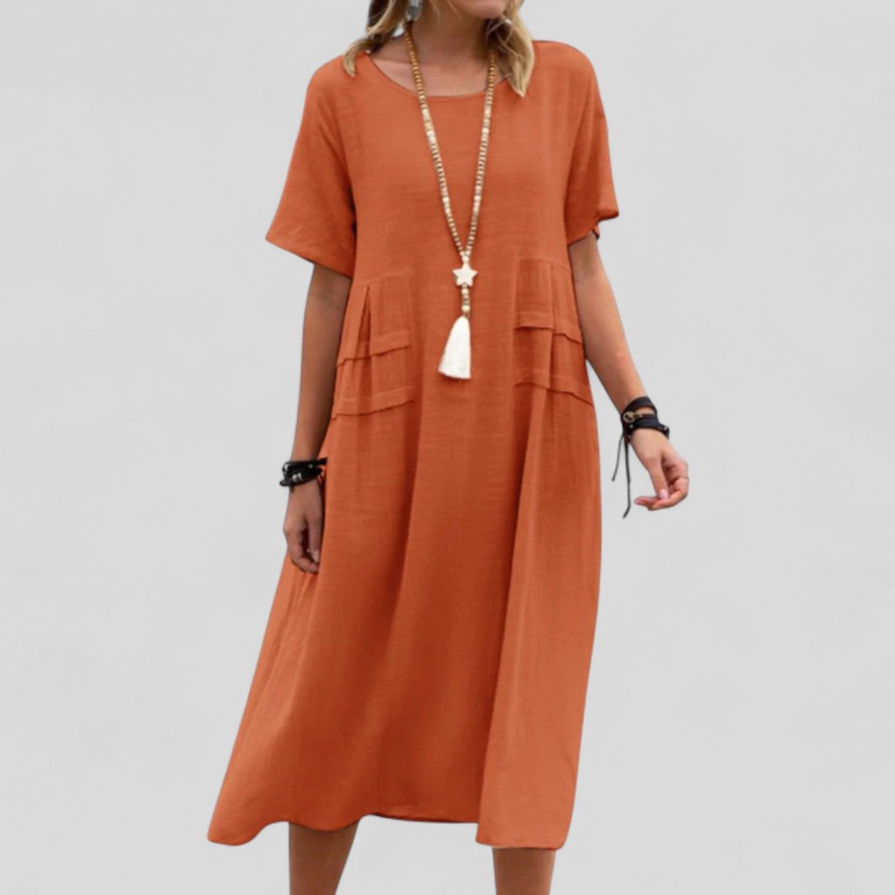 Maliyah™ | Rochie midi lejeră cu buzunare
