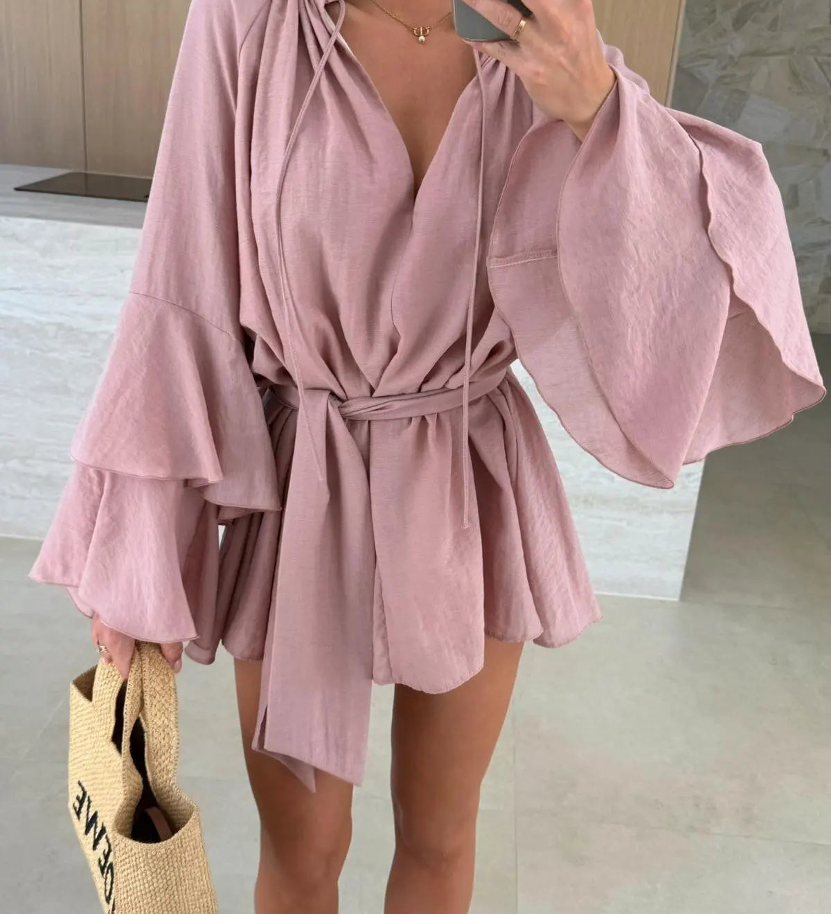 Dina™ | Rochie cămașă lejeră cu curea