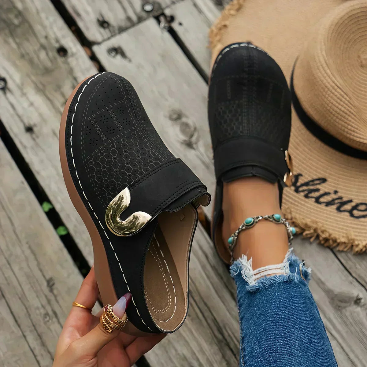 Sandale wedge suportive Chic Caprielle