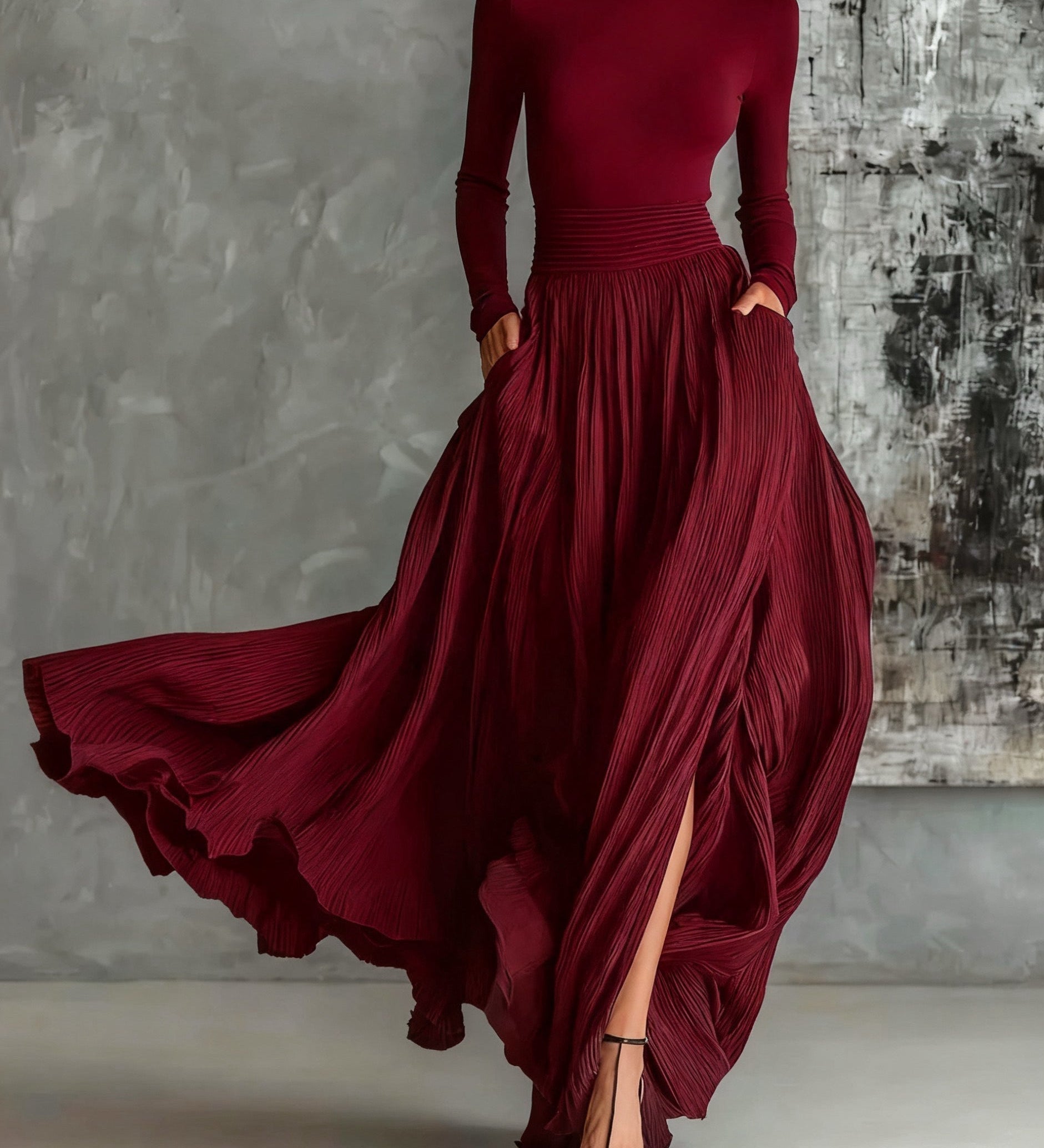 Eva™ - Set elegant cu fustă plisată