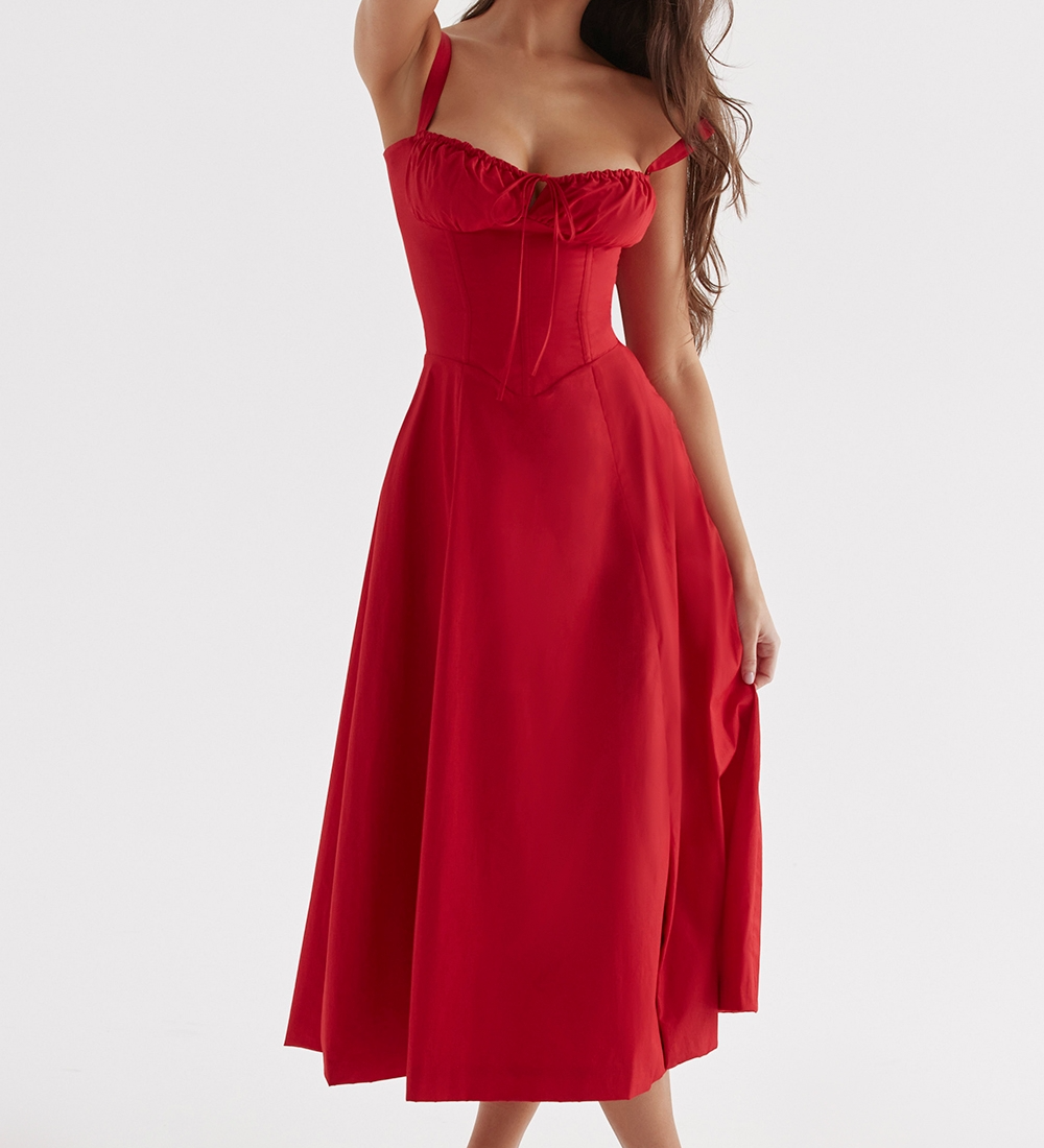 Vivienne – Rochie Midi de Damă cu Corset Romantic Bleumarin