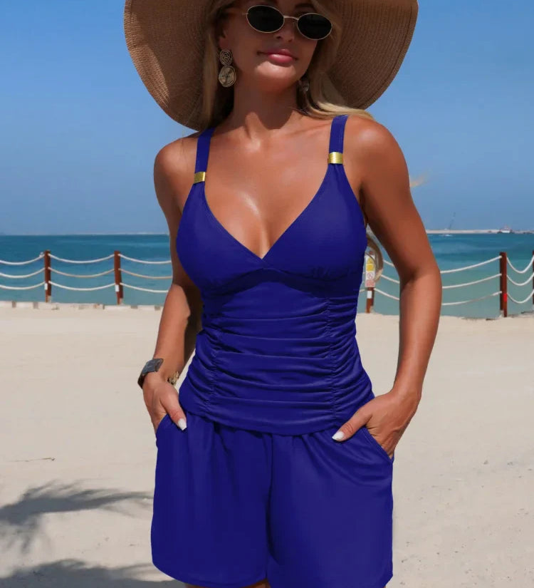 Harper | Set de tankini plisat cu buzunare