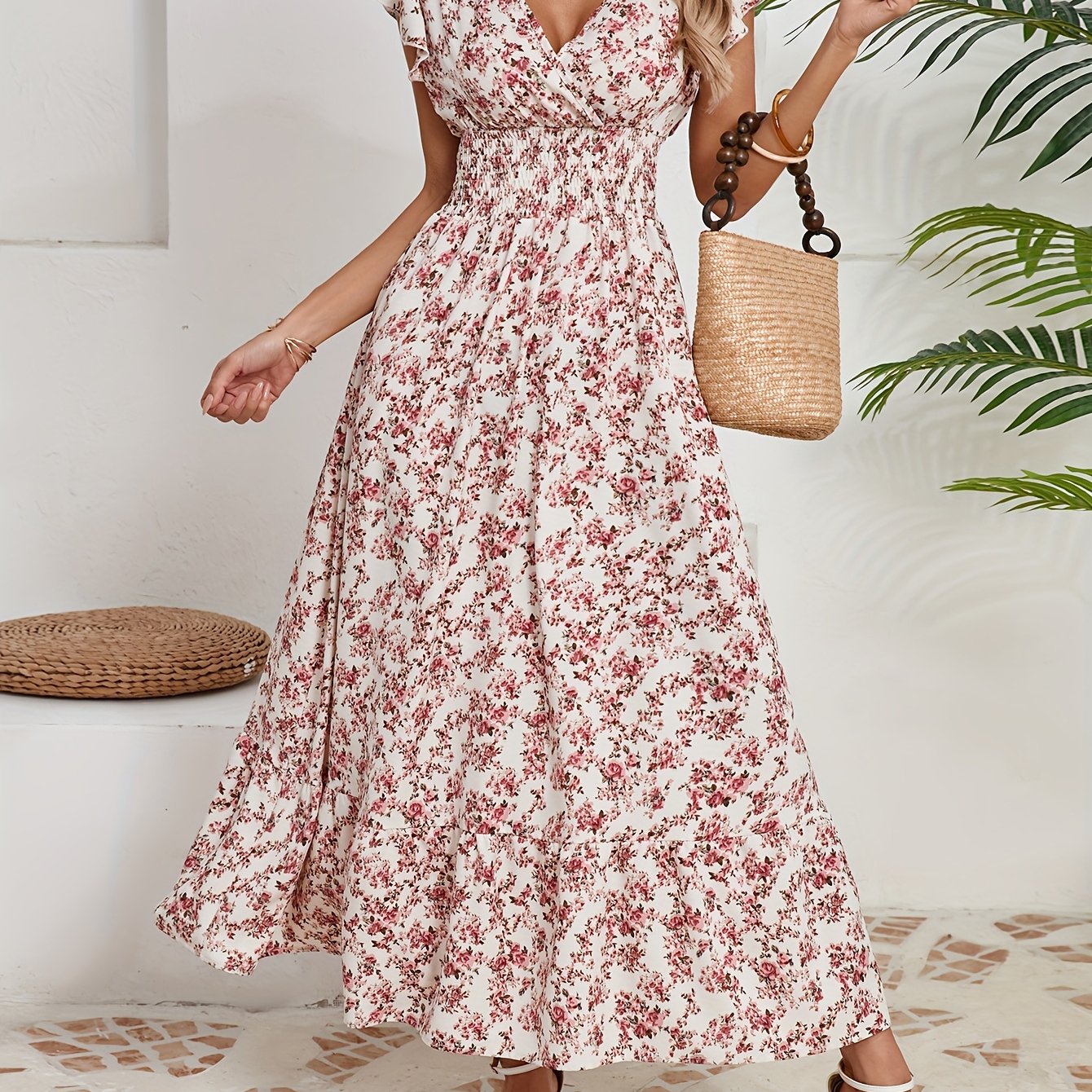 Mia | Rochie Florală cu Fante