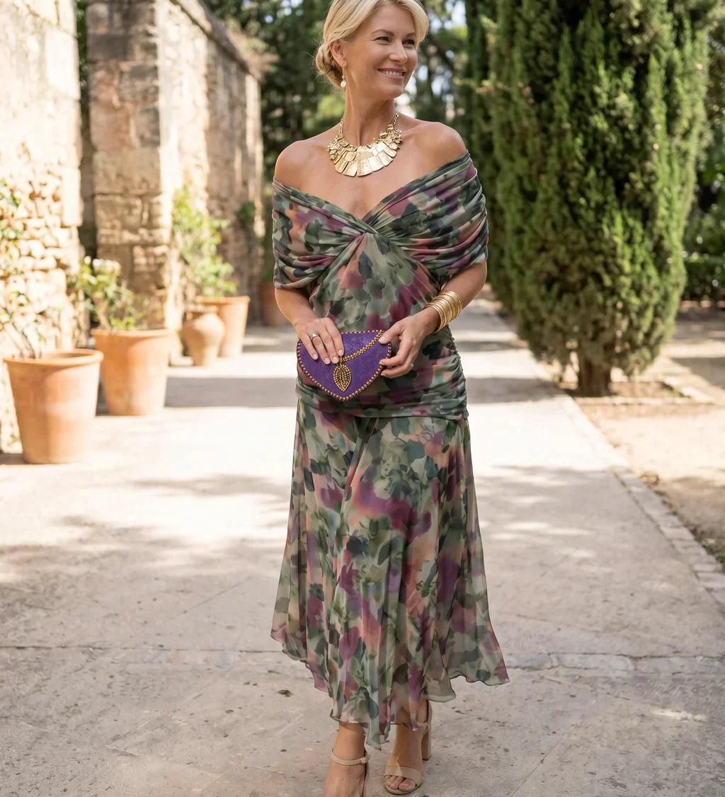 maria – rochie midi elegantă cu decolteu în V