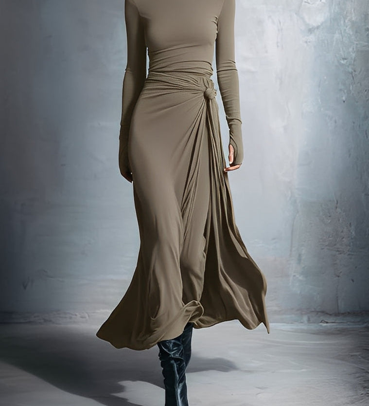 Ilinca | Rochie maxi cu nod lateral